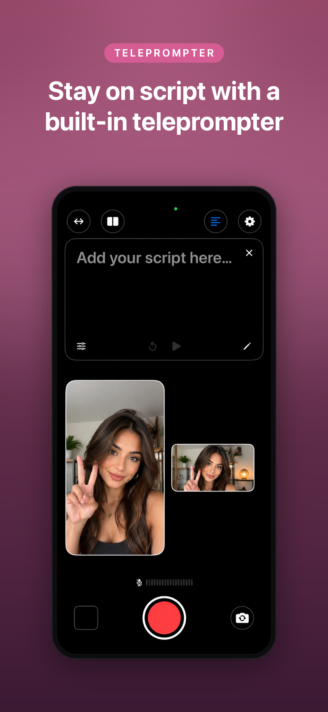 Built-in teleprompter